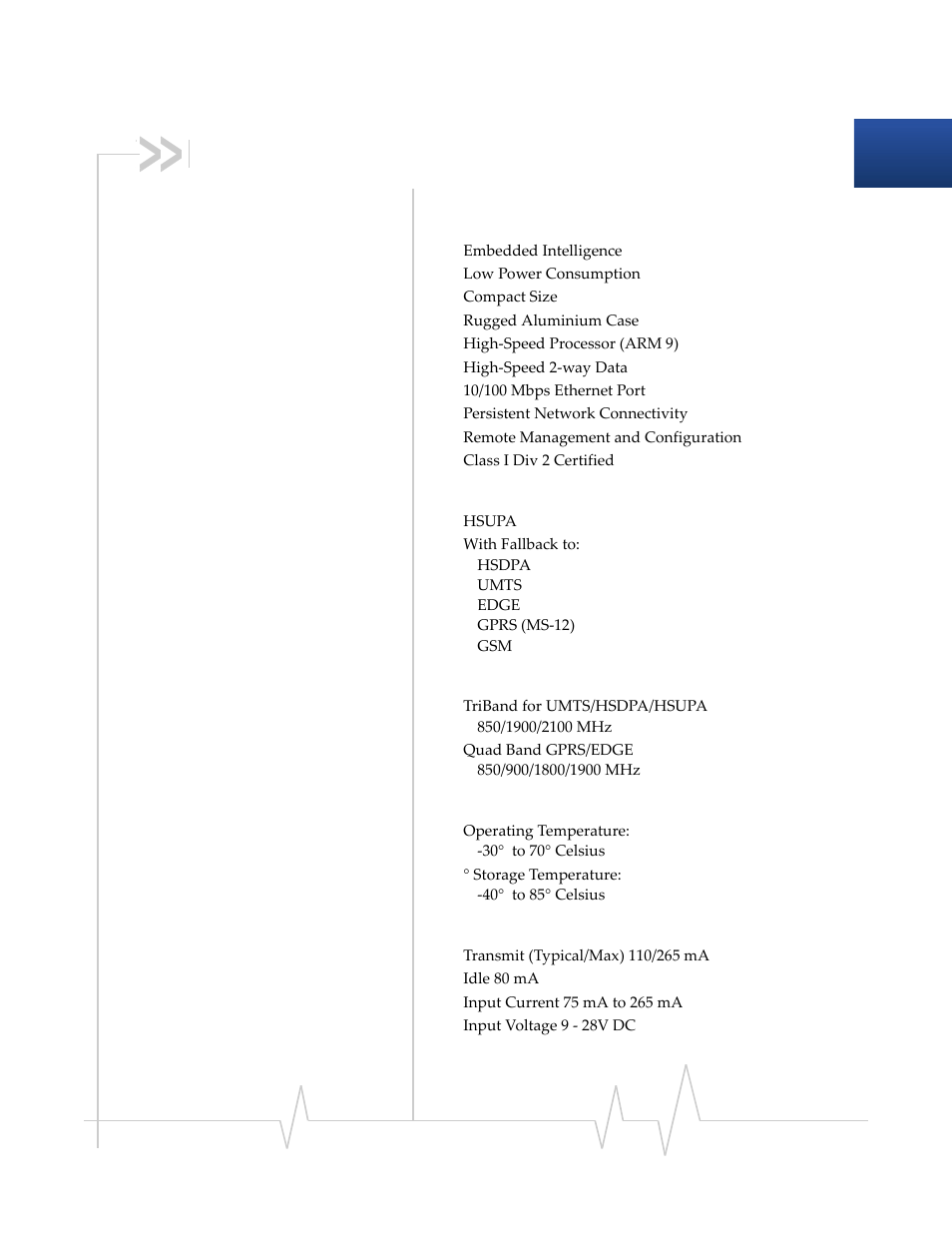 Specifications, Features and benefits, Technology | Bands, Environmental, Power consumption: (@12v dc) | Sierra Wireless RAVEN 20080605 User Manual | Page 16 / 37