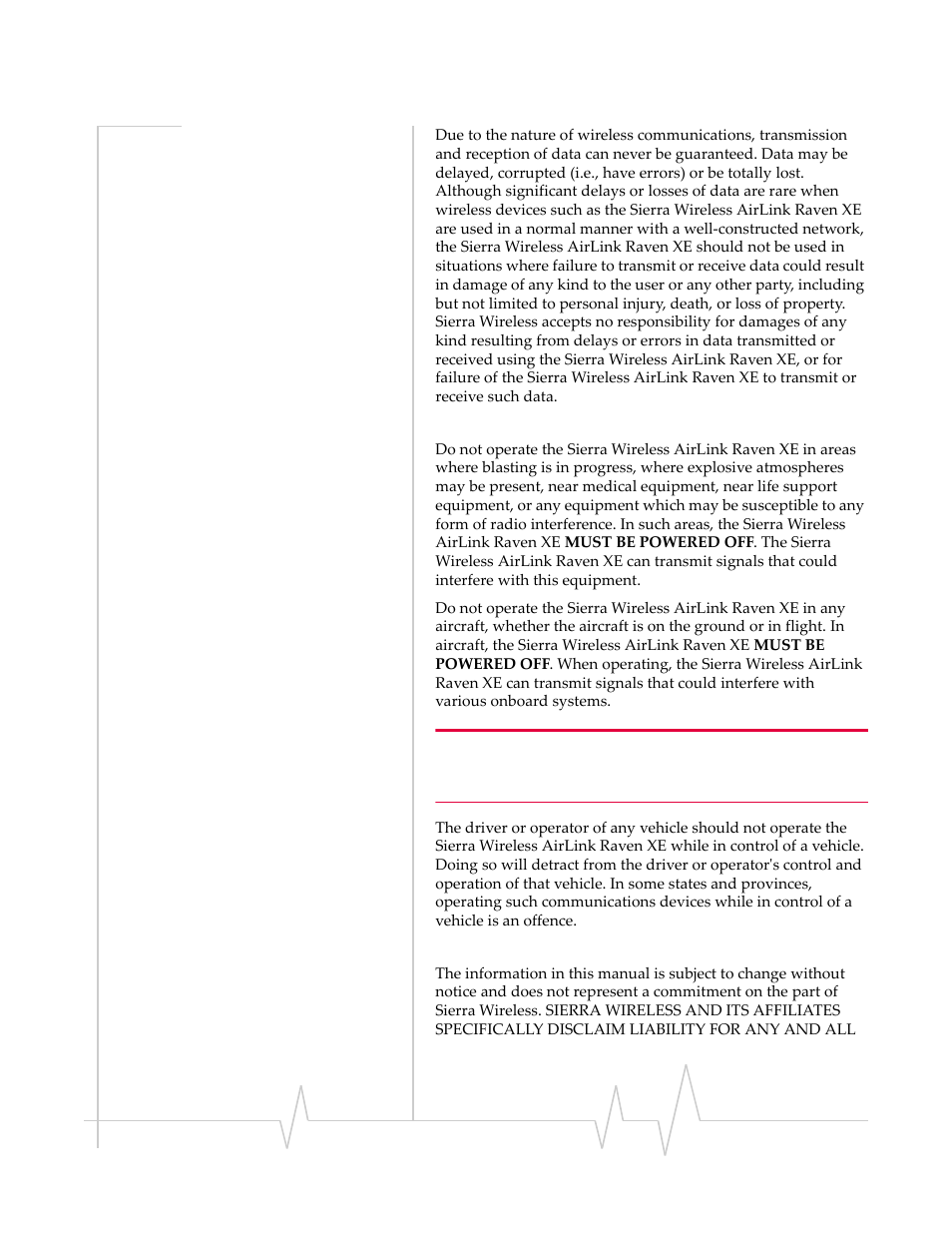 Important notice, Safety and hazards, Limitation of liability | Sierra Wireless RAVEN 20080605 User Manual | Page 4 / 37
