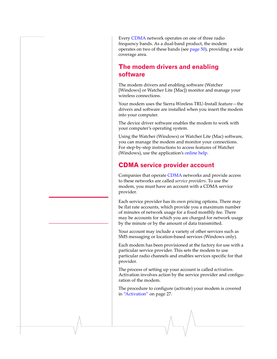 The modem drivers and enabling software, Cdma service provider account | Sierra Wireless Compass 597 User Manual | Page 14 / 65