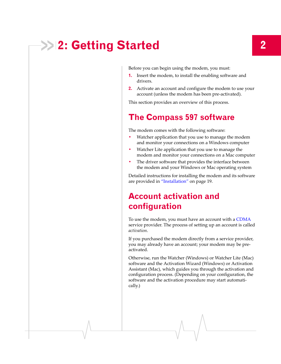 Getting started, The compass 597 software, Account activation and configuration | Sierra Wireless Compass 597 User Manual | Page 17 / 65