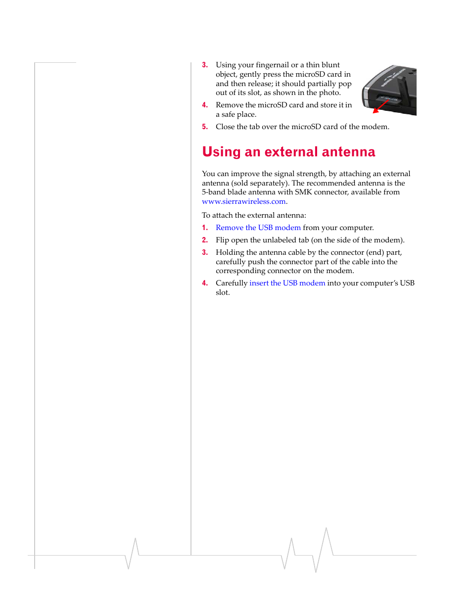 Using an external antenna, Using an external, Antenna | Sierra Wireless Compass 597 User Manual | Page 26 / 65