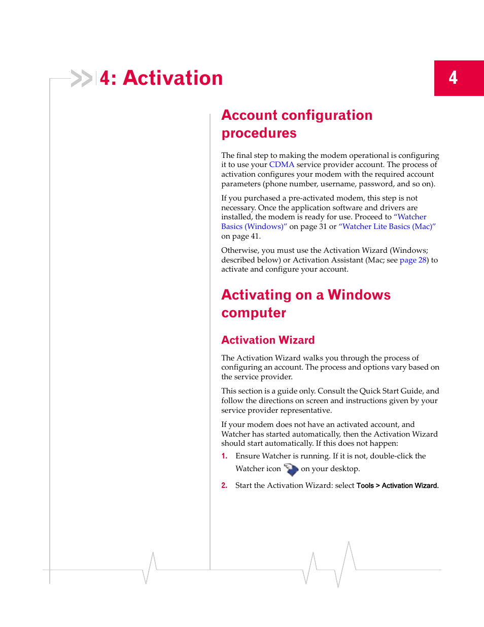 Activation, Account configuration procedures, Activating on a windows computer | Activation wizard | Sierra Wireless Compass 597 User Manual | Page 27 / 65