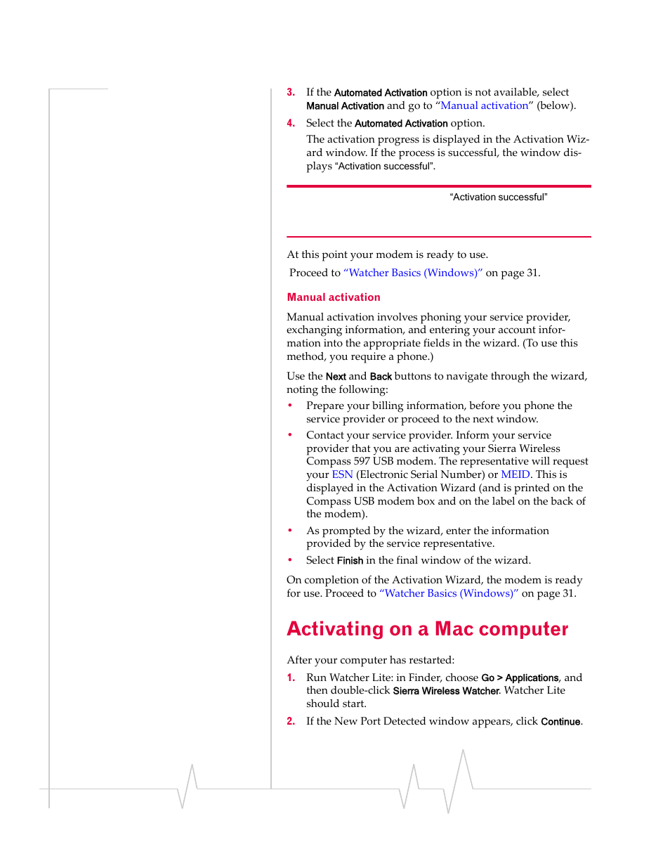 Manual activation, Activating on a mac computer, Activating on a mac | Computer, Account configuration | Sierra Wireless Compass 597 User Manual | Page 28 / 65