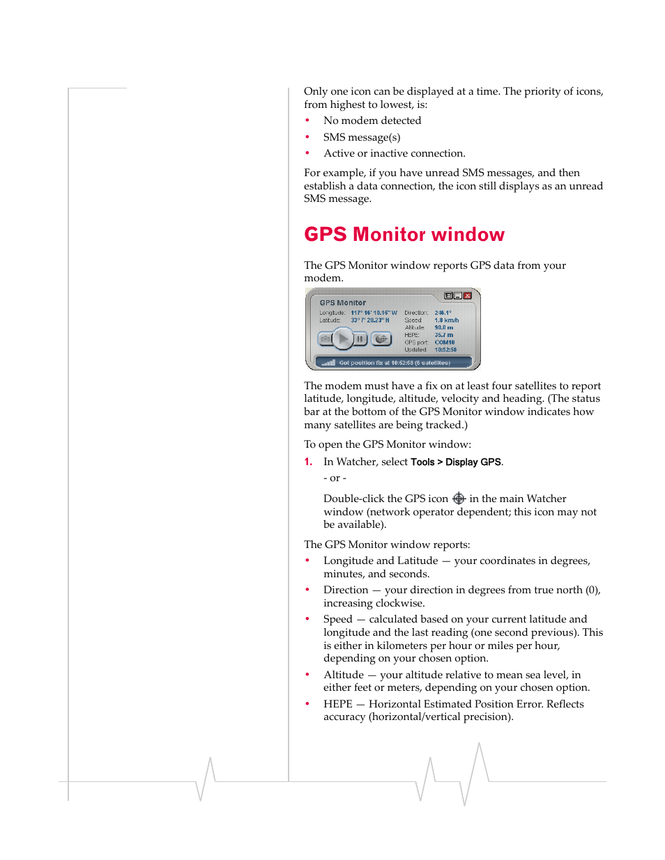 Gps monitor window | Sierra Wireless Compass 597 User Manual | Page 37 / 65