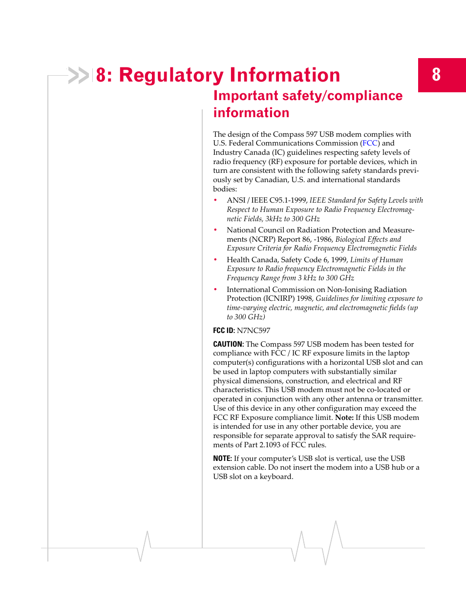 Regulatory information, Important safety/compliance information | Sierra Wireless Compass 597 User Manual | Page 53 / 65