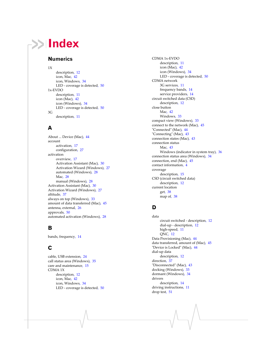 Numerics, Index | Sierra Wireless Compass 597 User Manual | Page 61 / 65