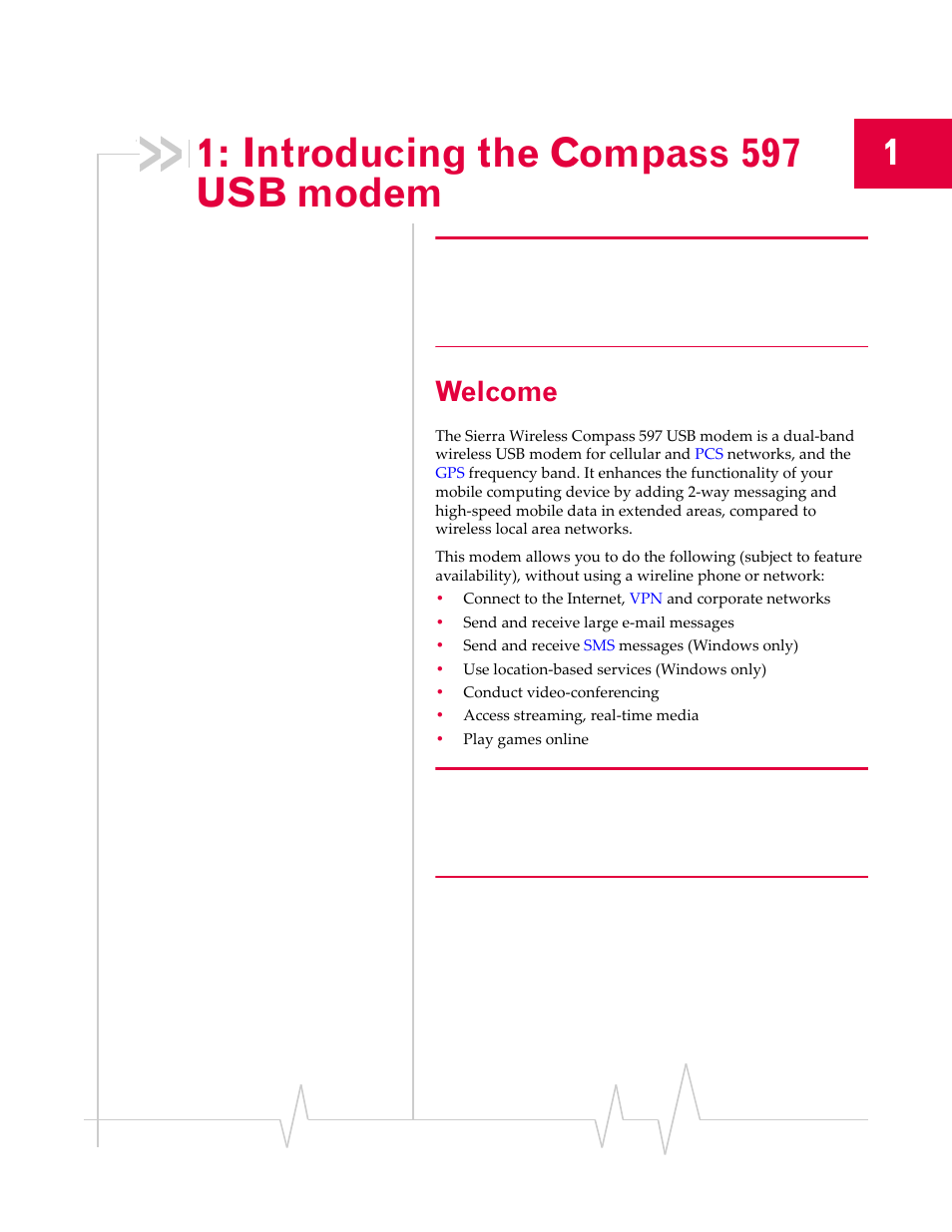 Introducing the compass 597 usb modem, Welcome | Sierra Wireless Compass 597 User Manual | Page 9 / 65