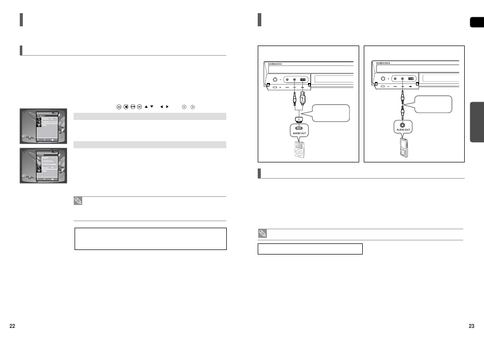 Connecting audio from external components, Hdmi function, Con’t) | Using anynet+(hdmi-cec), Aux1 : connecting an mp3 player or ipod | Sierra Wireless HT-TX72 User Manual | Page 12 / 39