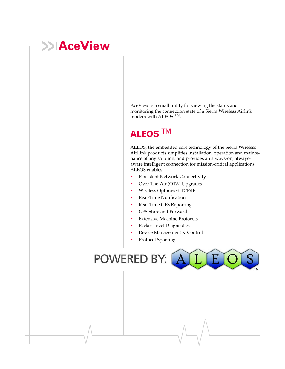 Aceview, Aleos tm, Aleos | Sierra Wireless ACEVIEW 2120028 User Manual | Page 2 / 14