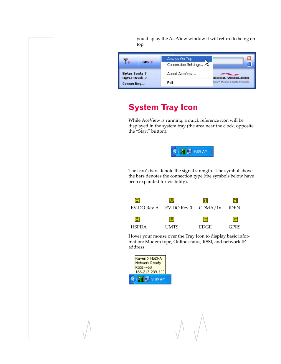 System tray icon | Sierra Wireless ACEVIEW 2120028 User Manual | Page 8 / 14