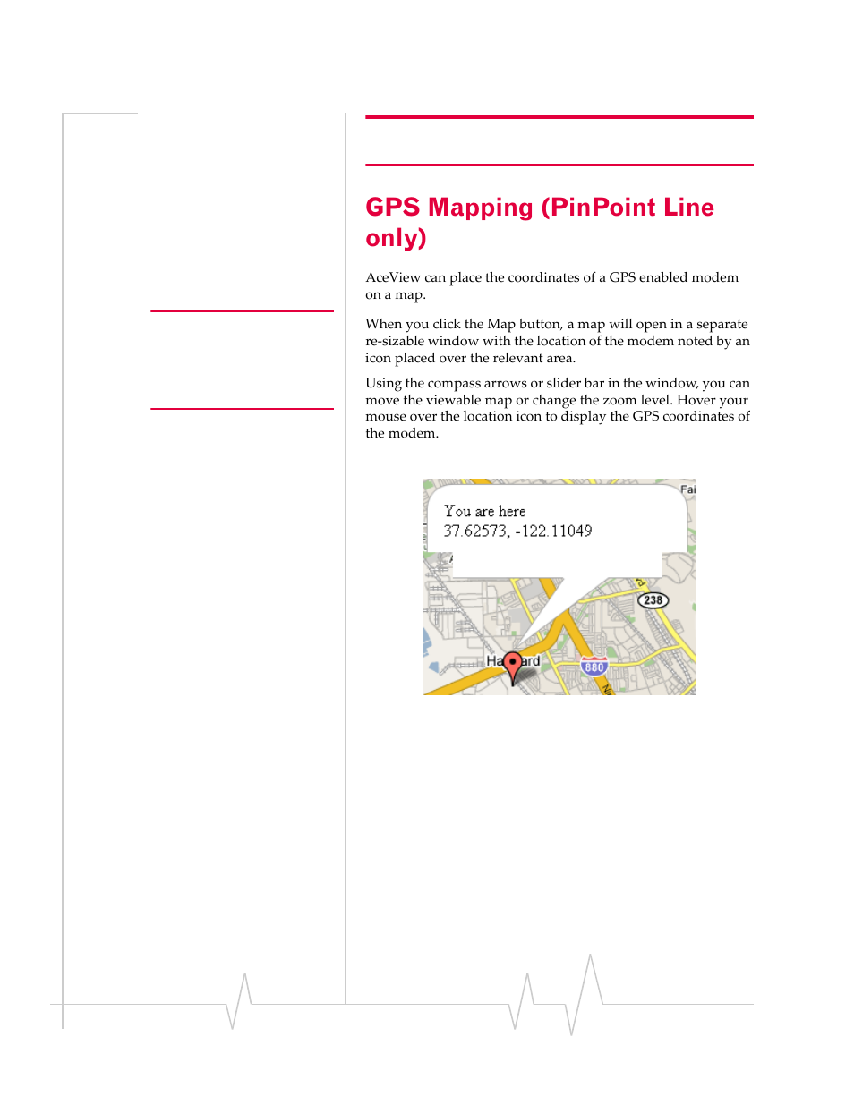Gps mapping (pinpoint line only), Gps mapping, Pinpoint line only) | Sierra Wireless ACEVIEW 2120028 User Manual | Page 9 / 14