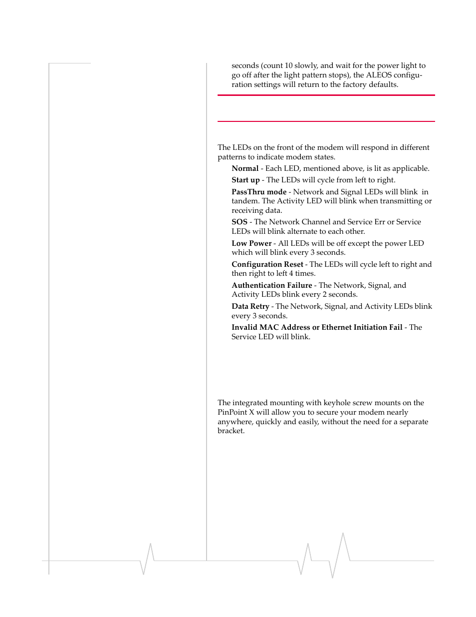 Light patterns, Mounting | Sierra Wireless PINPOINT X HSUPA User Manual | Page 30 / 40