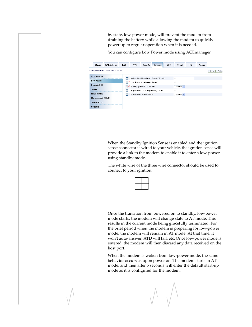 Wiring the pinpoint x for, Power effect on modem state | Sierra Wireless PINPOINT X HSUPA User Manual | Page 37 / 40