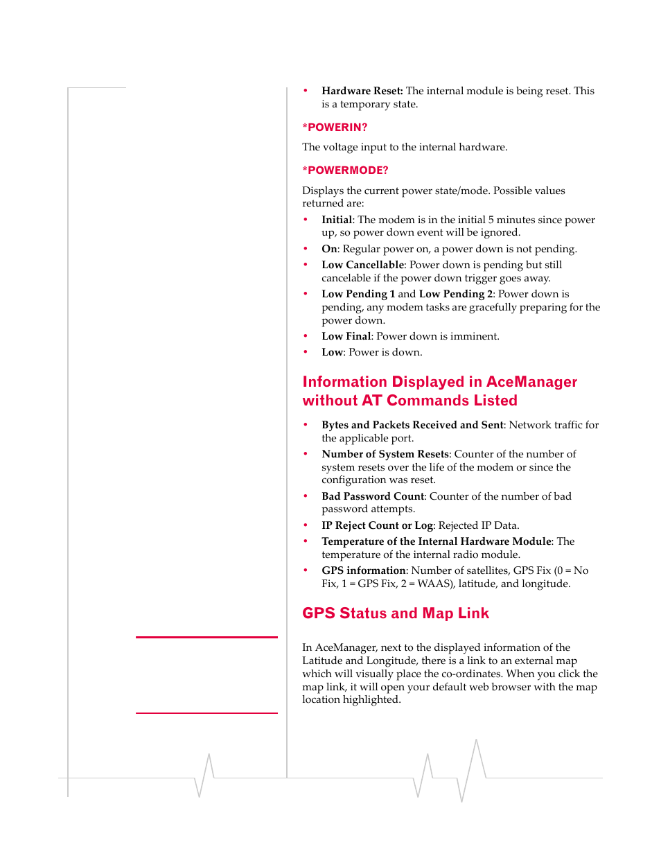 Gps status and map link, Powerin? *powermode | Sierra Wireless 20070914 User Manual | Page 133 / 203