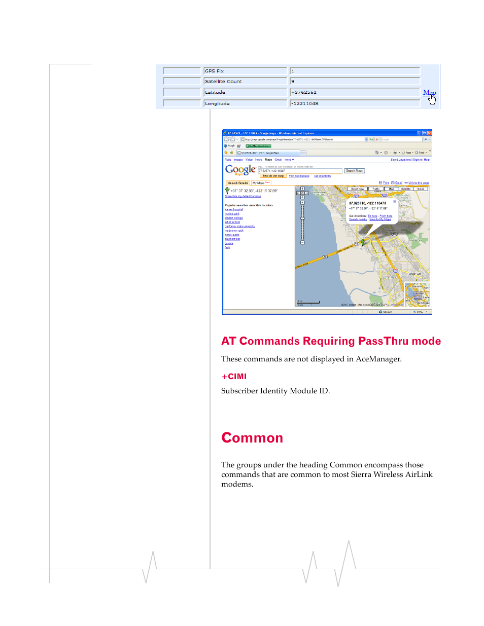 At commands requiring passthru mode, Common, Cimi | Sierra Wireless 20070914 User Manual | Page 134 / 203