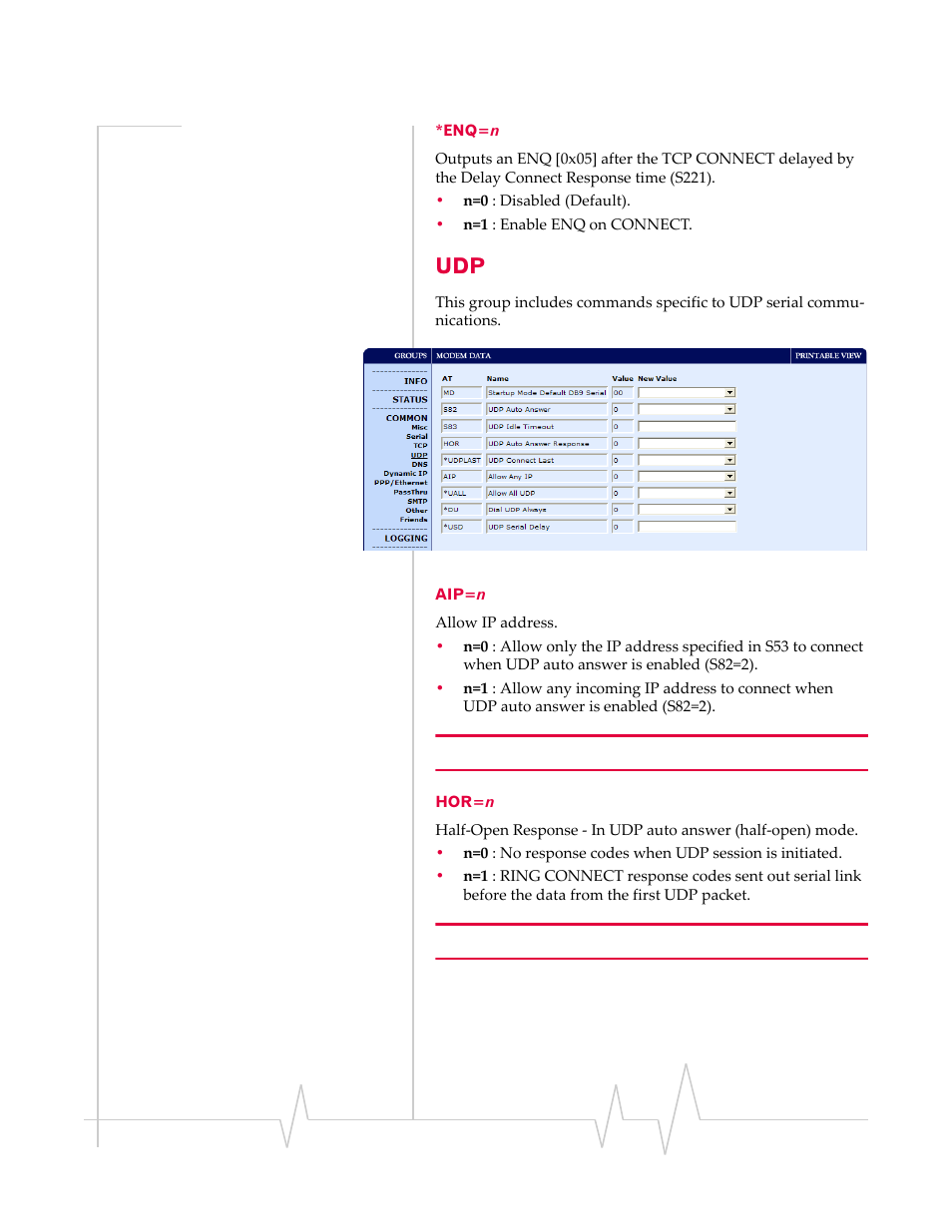Enq=n, Aip=n hor=n | Sierra Wireless 20070914 User Manual | Page 146 / 203