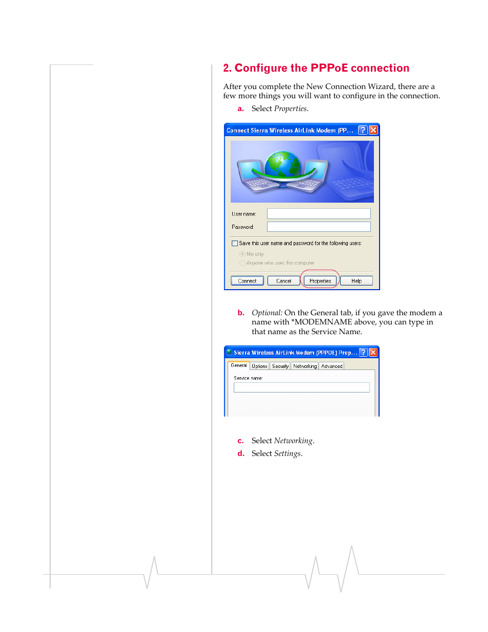Configure the pppoe connection | Sierra Wireless 20070914 User Manual | Page 181 / 203