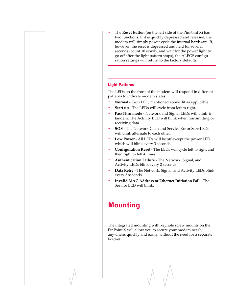 Mounting, Light patterns | Sierra Wireless 20070914 User Manual | Page 39 / 203