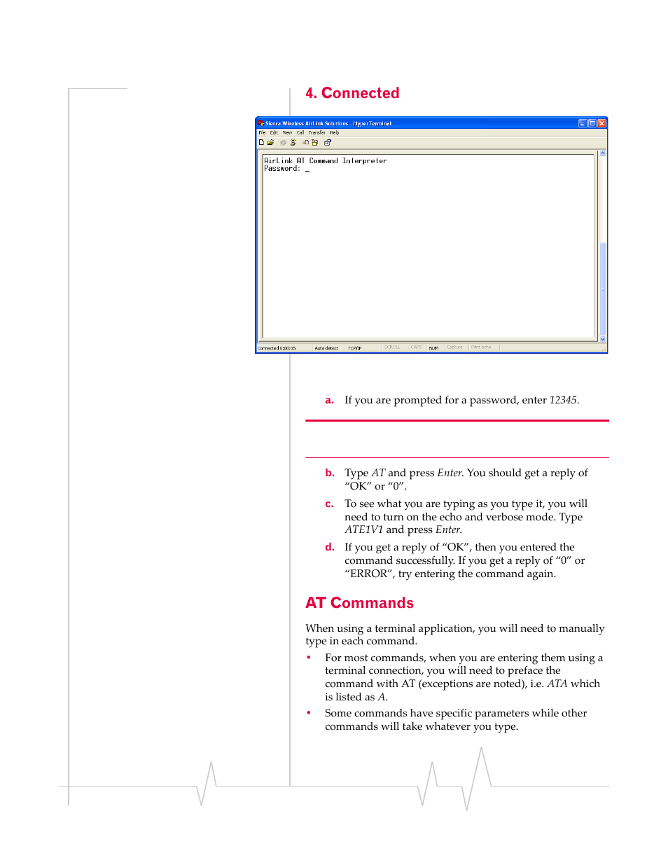 At commands, Connected | Sierra Wireless 20070914 User Manual | Page 52 / 203