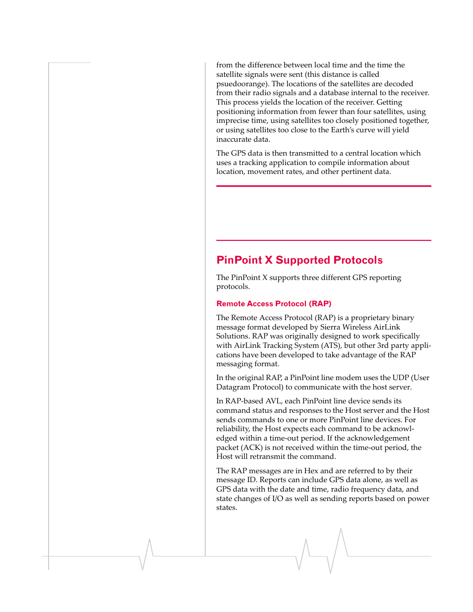 Pinpoint x supported protocols, Remote access protocol (rap) | Sierra Wireless 20070914 User Manual | Page 97 / 203