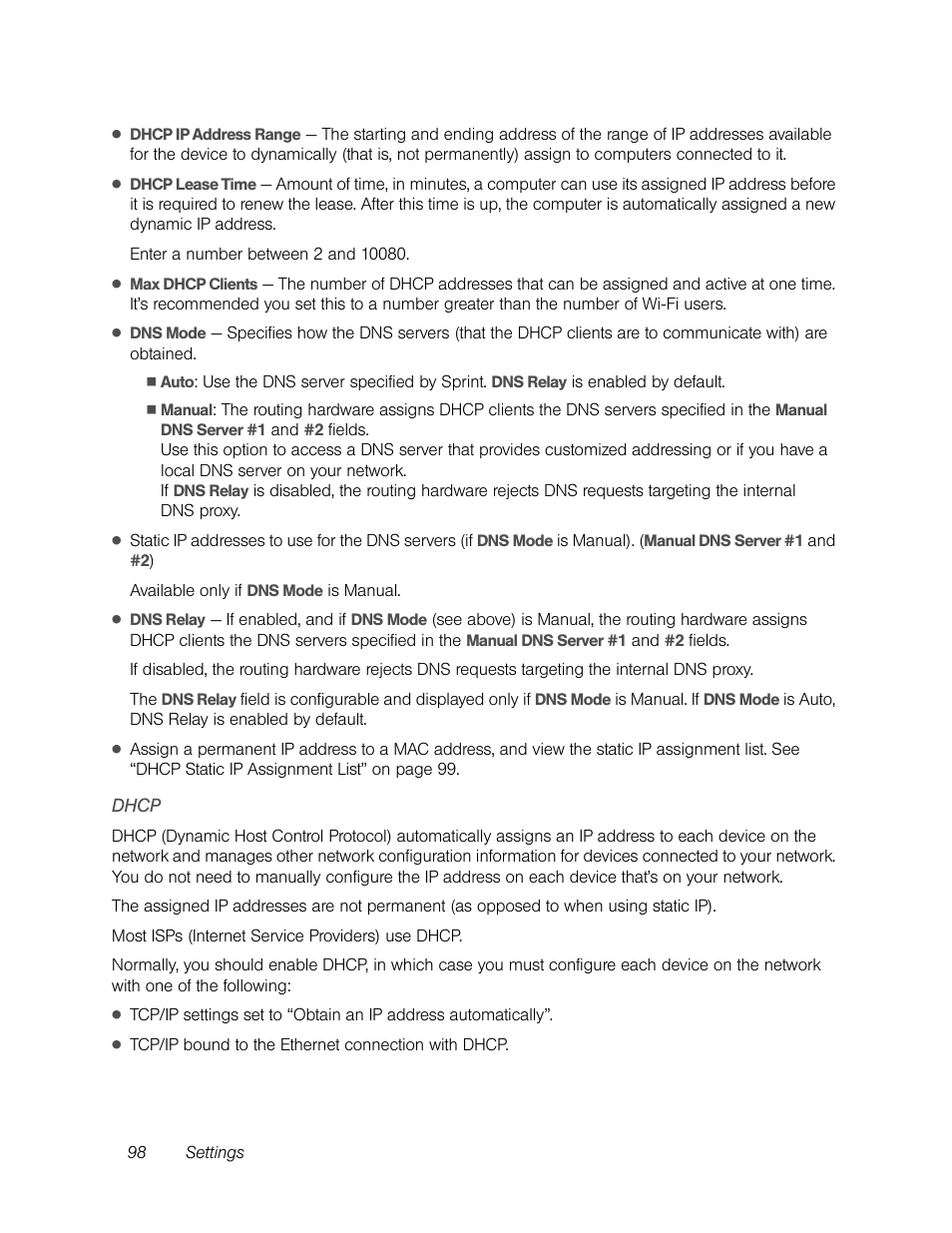 Dhcp | Sierra Wireless Overdrive User Manual | Page 106 / 172