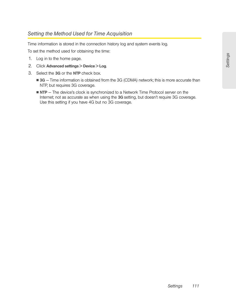 Setting the method used for time acquisition | Sierra Wireless Overdrive User Manual | Page 119 / 172