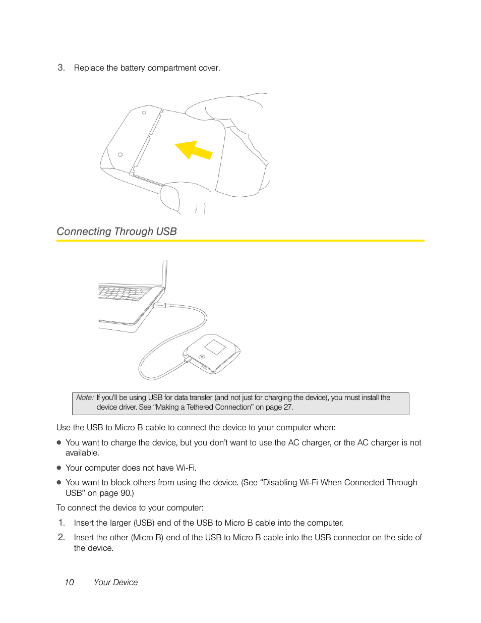 Connecting through usb | Sierra Wireless Overdrive User Manual | Page 18 / 172