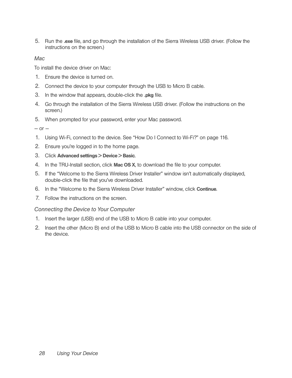 Connecting the device to your computer | Sierra Wireless Overdrive User Manual | Page 36 / 172