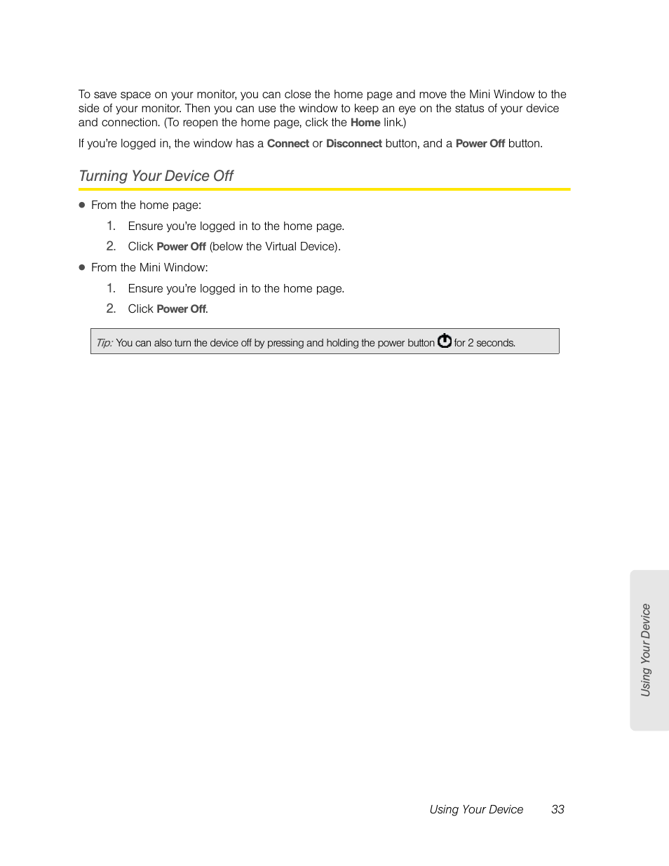 Turning your device off | Sierra Wireless Overdrive User Manual | Page 41 / 172