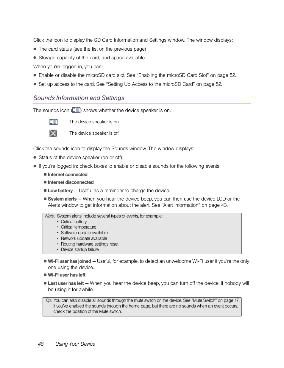 Sounds information and settings | Sierra Wireless Overdrive User Manual | Page 56 / 172