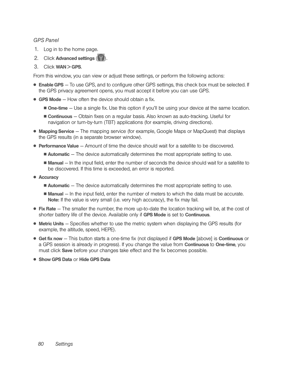 Gps panel | Sierra Wireless Overdrive User Manual | Page 88 / 172