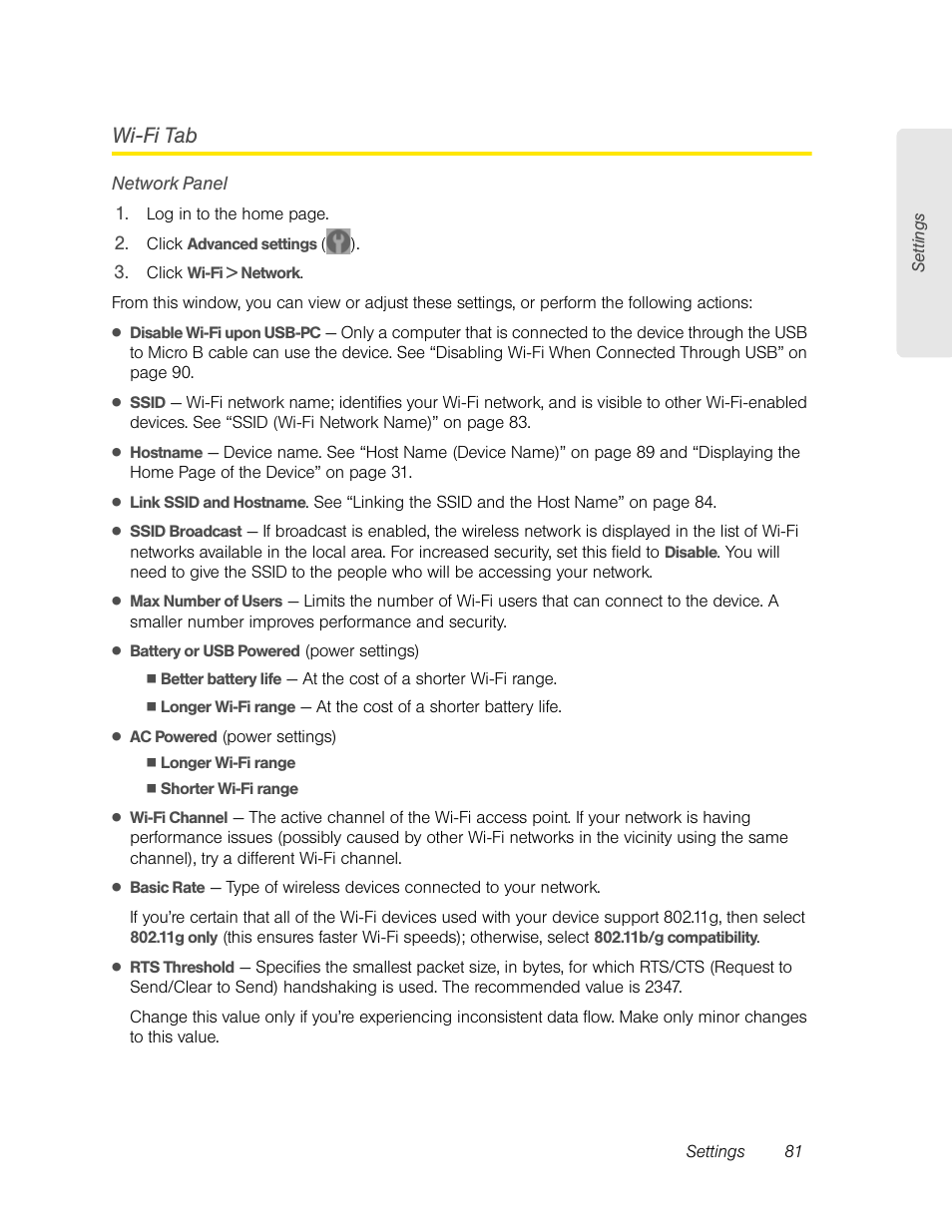 Wi-fi tab, Network panel | Sierra Wireless Overdrive User Manual | Page 89 / 172