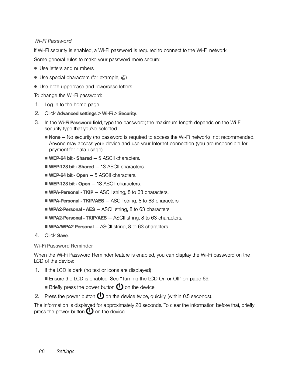 Wi-fi password | Sierra Wireless Overdrive User Manual | Page 94 / 172