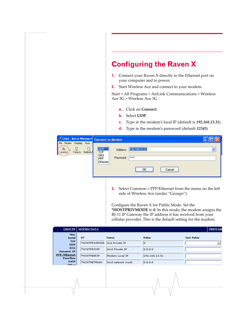 Configuring the raven x, Configuring the raven | Sierra Wireless RJ-11 User Manual | Page 12 / 60