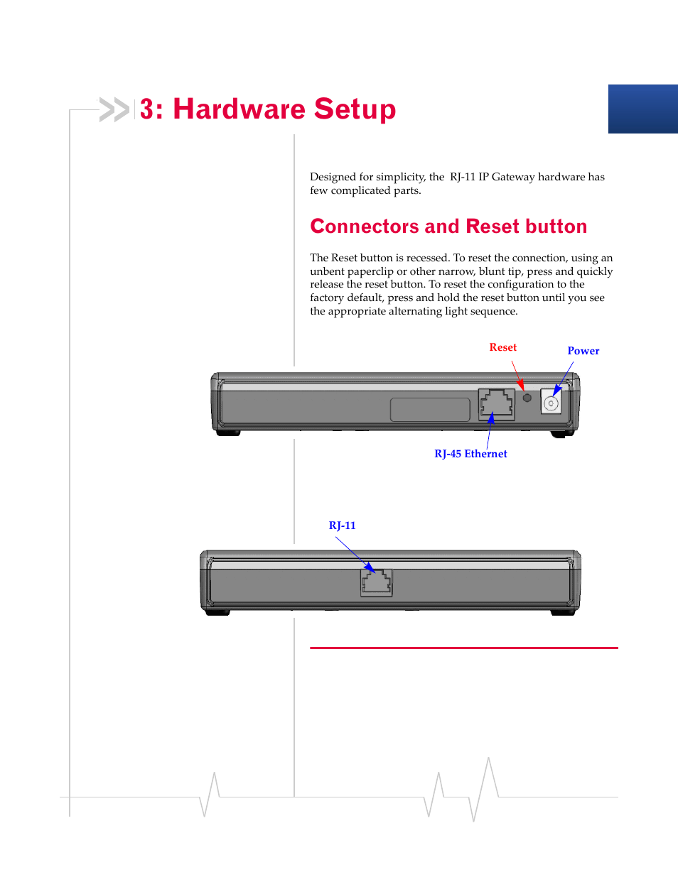 Hardware setup, Connectors and reset button | Sierra Wireless RJ-11 User Manual | Page 20 / 60