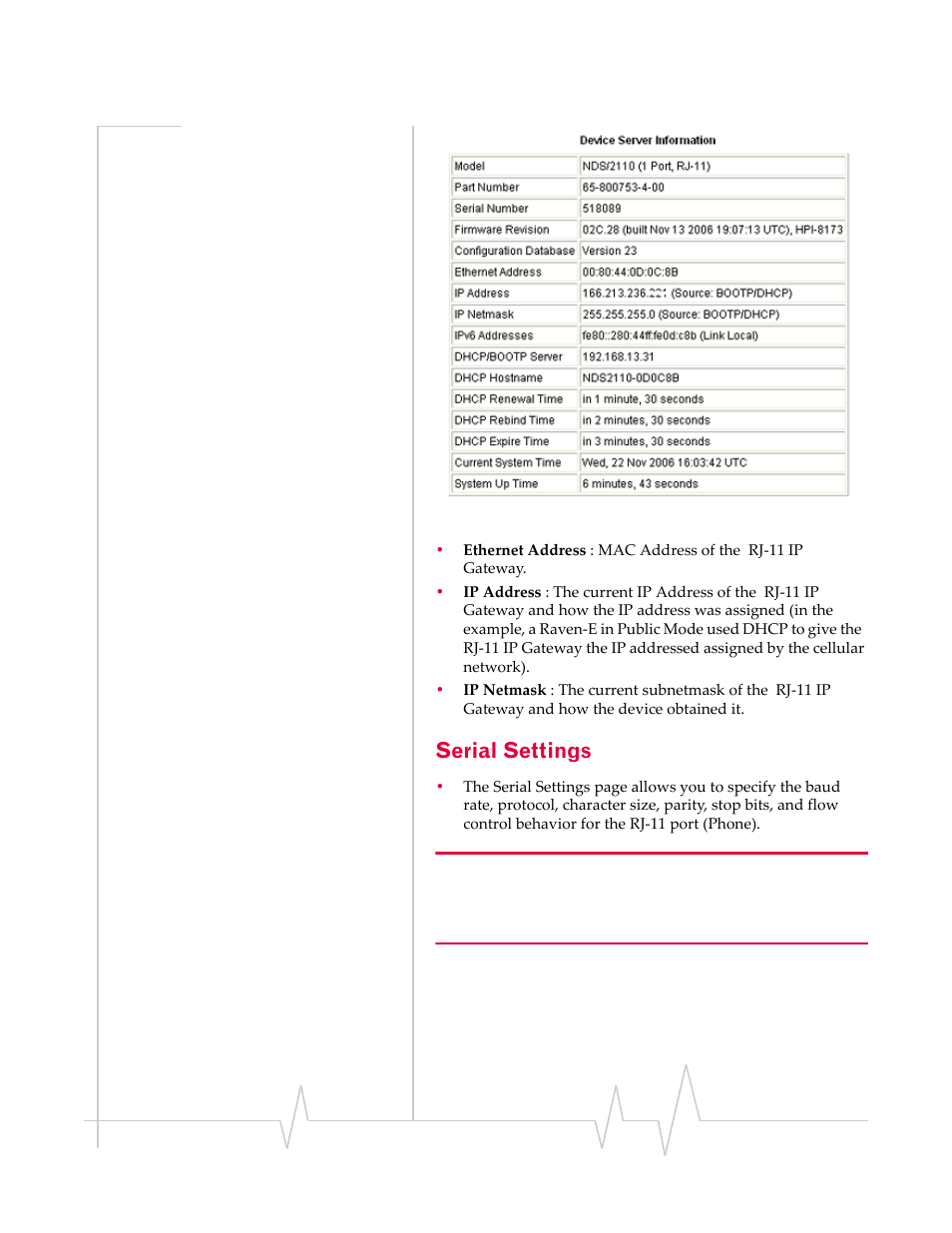Serial settings | Sierra Wireless RJ-11 User Manual | Page 30 / 60
