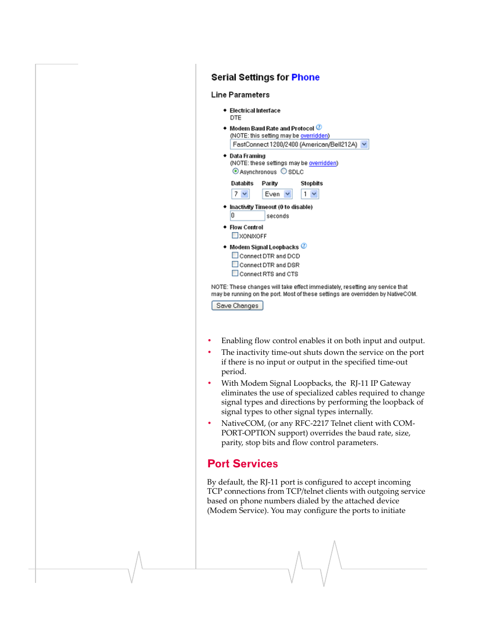 Port services | Sierra Wireless RJ-11 User Manual | Page 31 / 60