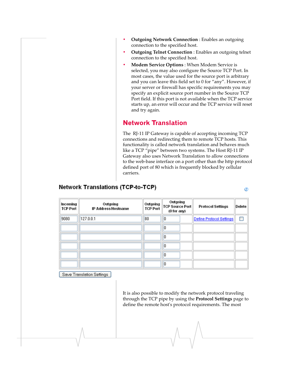 Network translation | Sierra Wireless RJ-11 User Manual | Page 33 / 60