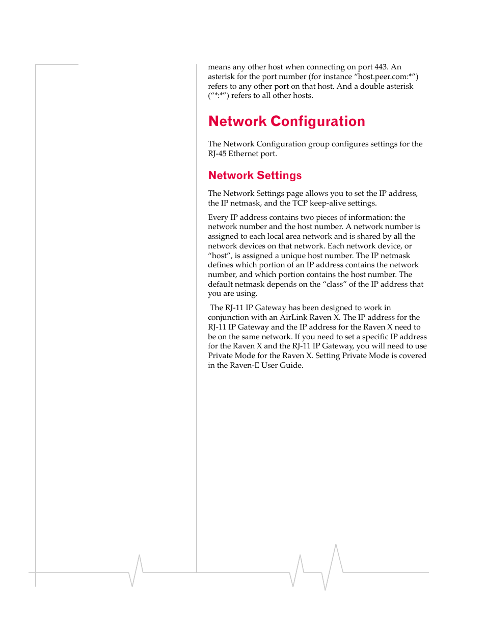Network configuration, Network settings | Sierra Wireless RJ-11 User Manual | Page 35 / 60