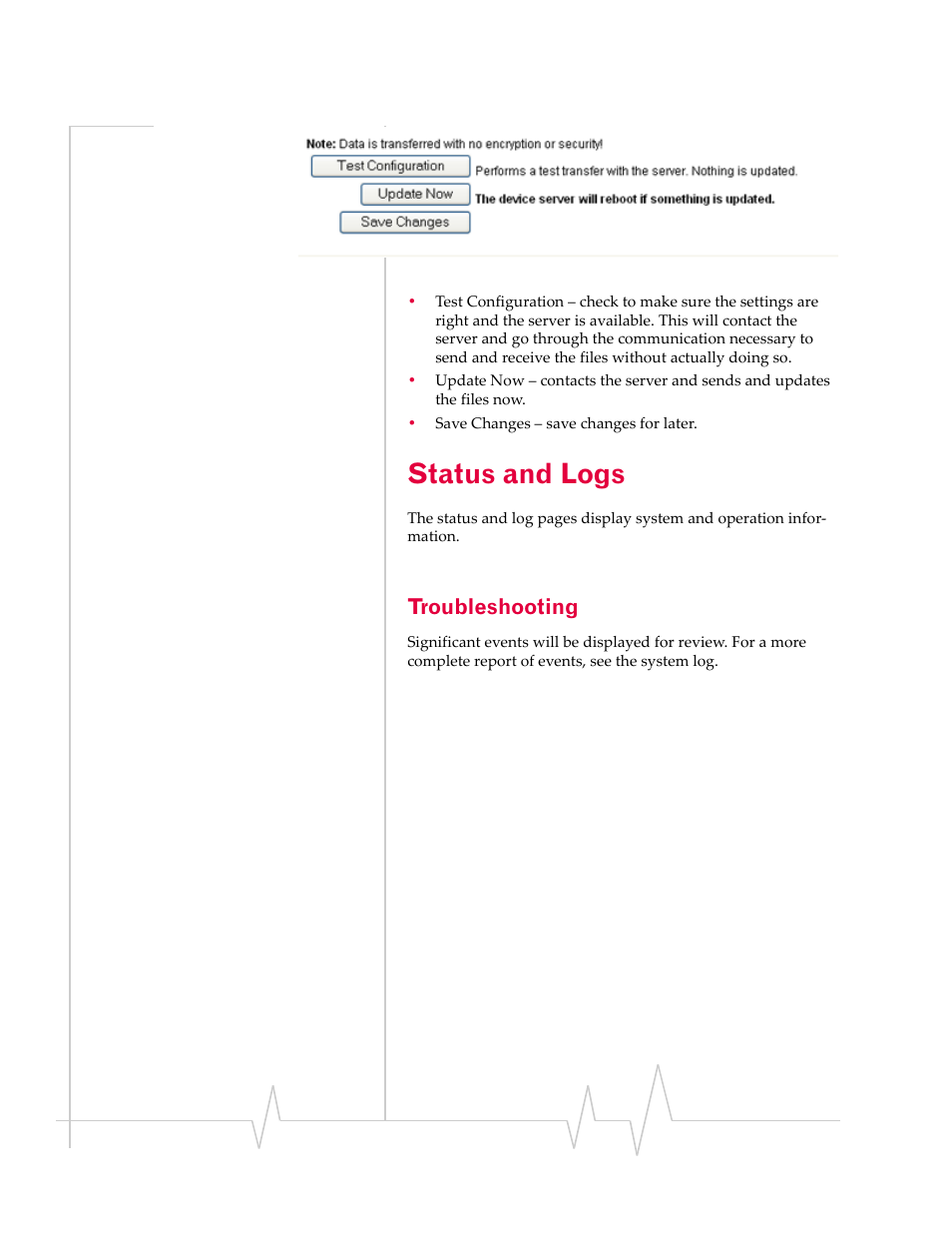 Status and logs, Troubleshooting | Sierra Wireless RJ-11 User Manual | Page 45 / 60