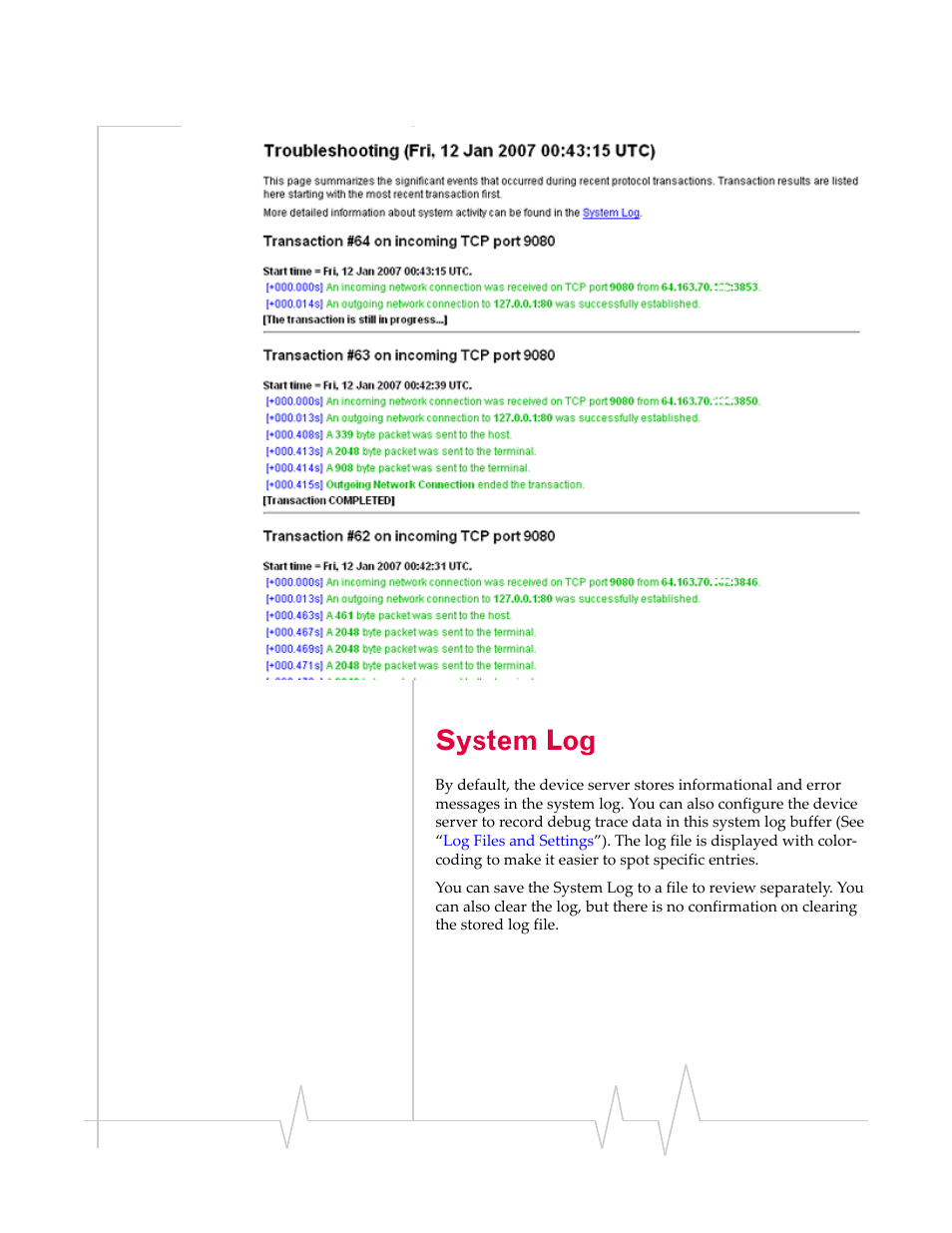 System log | Sierra Wireless RJ-11 User Manual | Page 46 / 60