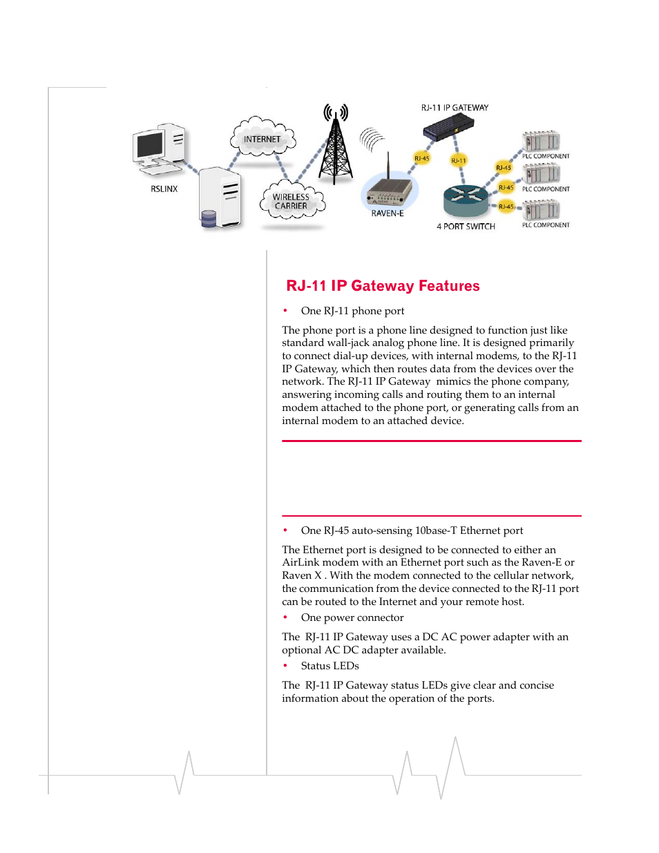 Rj-11 ip gateway features | Sierra Wireless RJ-11 User Manual | Page 9 / 60