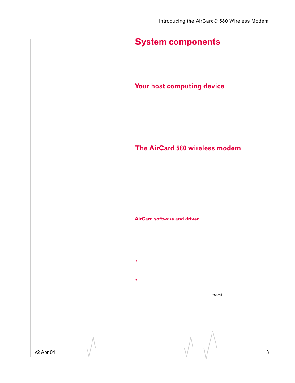 System components, Your host computing device, The aircard 580 wireless modem | Aircard software and driver | Sierra Wireless AirCard 580 User Manual | Page 11 / 54