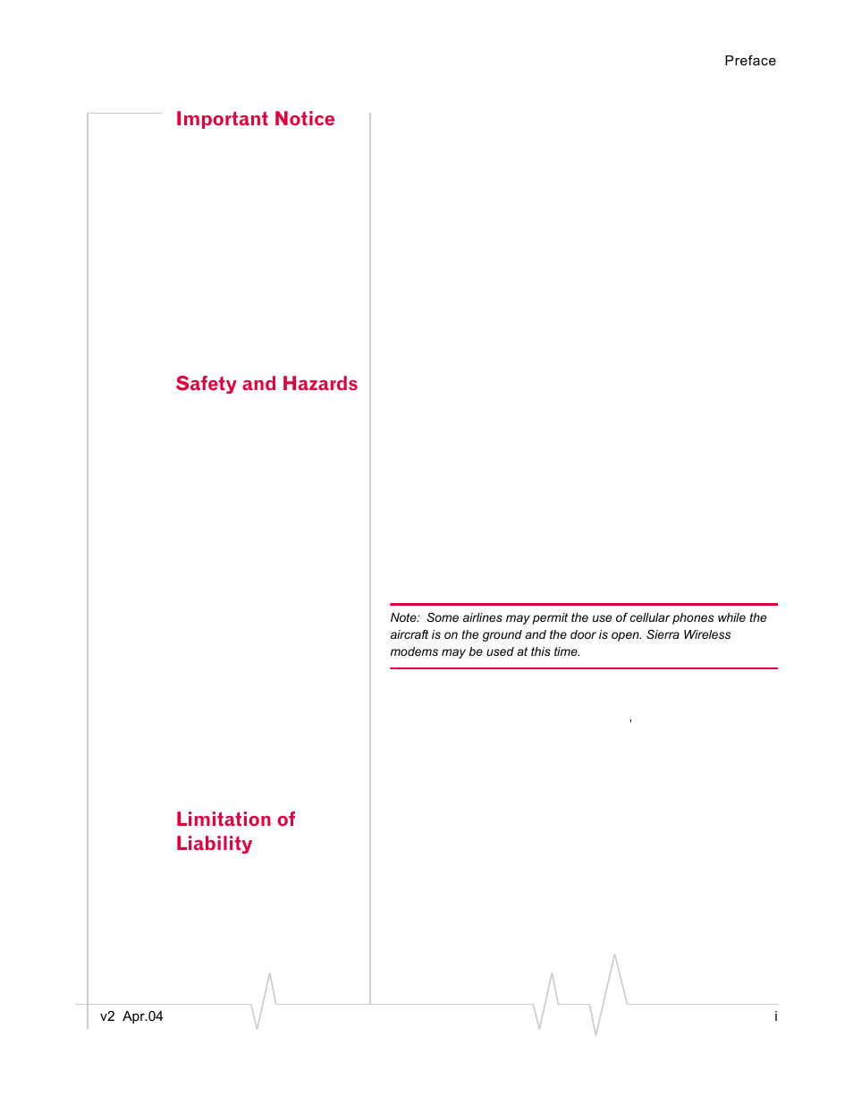 Important notice, Safety and hazards, Limitation of liability | Sierra Wireless AirCard 580 User Manual | Page 3 / 54