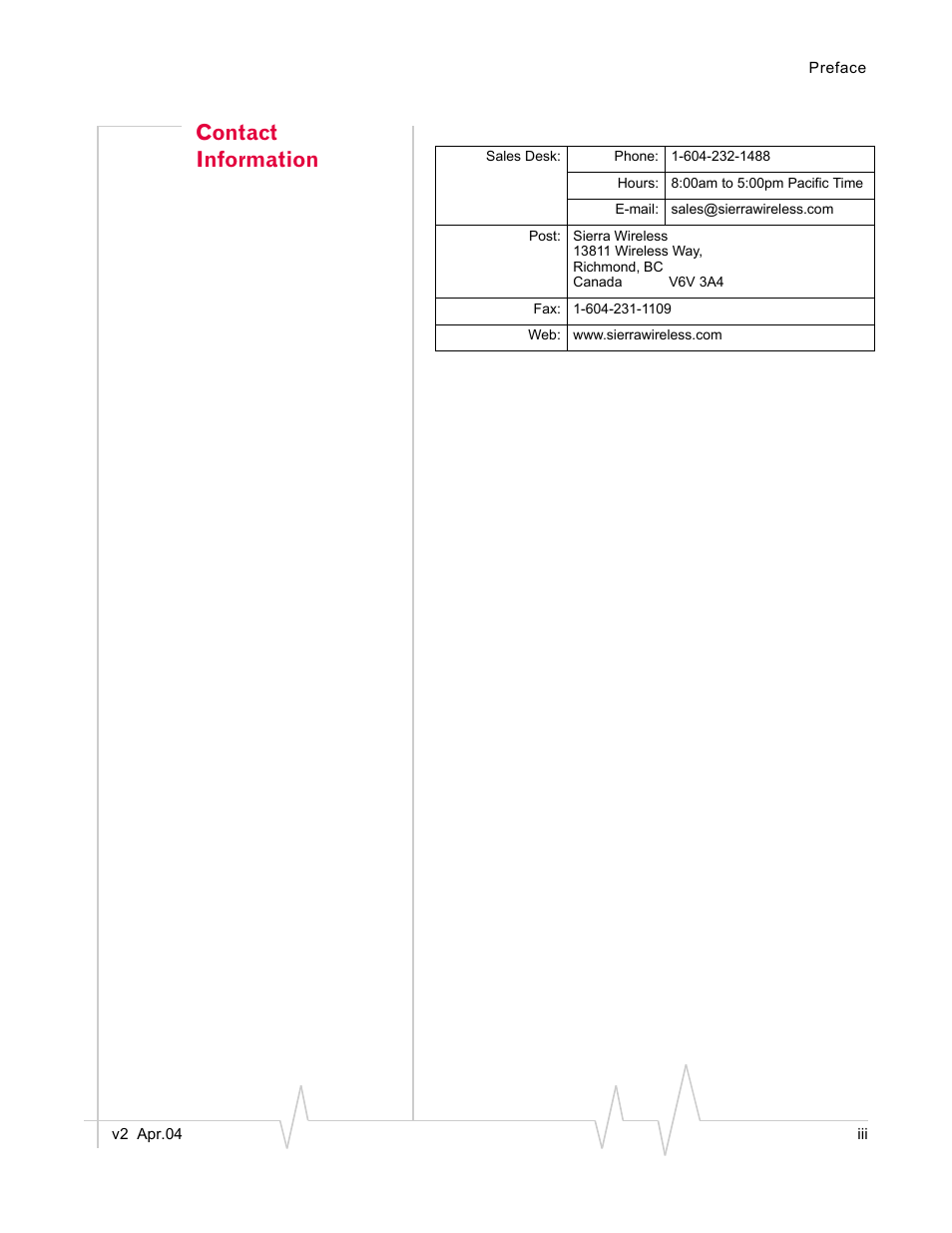 Contact information | Sierra Wireless AirCard 580 User Manual | Page 5 / 54