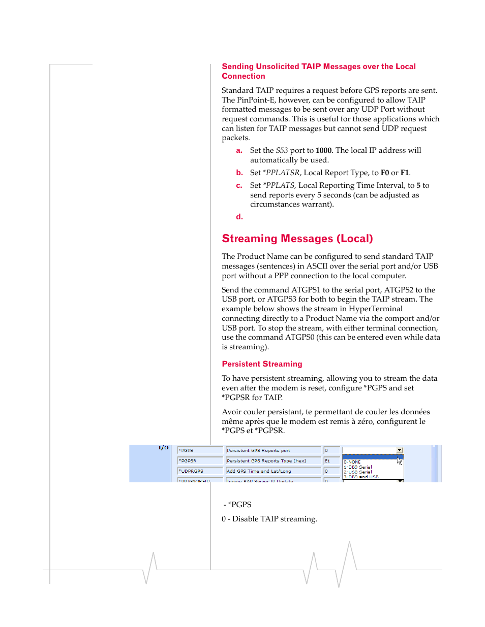 Streaming messages (local), Persistent streaming | Sierra Wireless EV-DO User Manual | Page 106 / 182