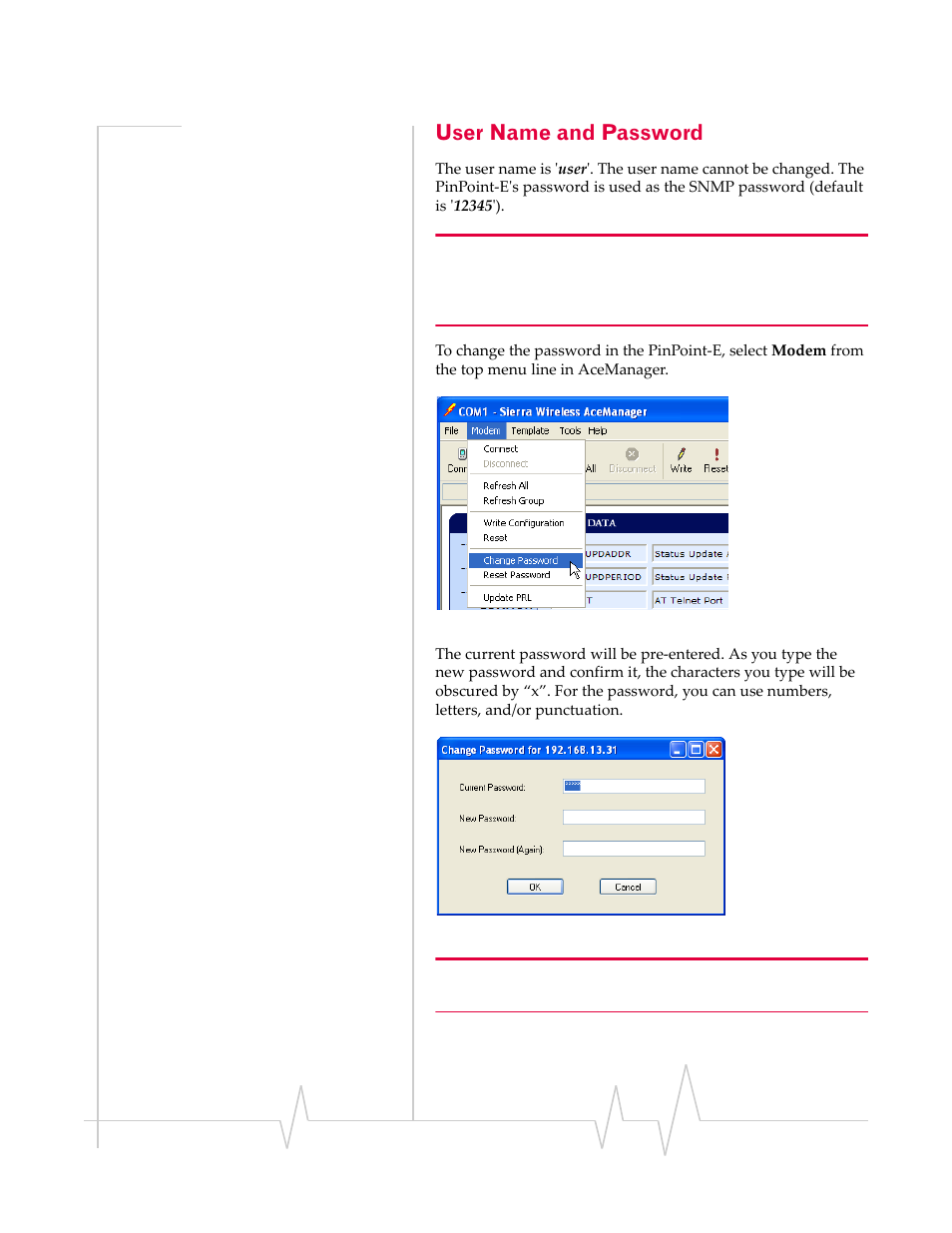 User name and password | Sierra Wireless EV-DO User Manual | Page 110 / 182