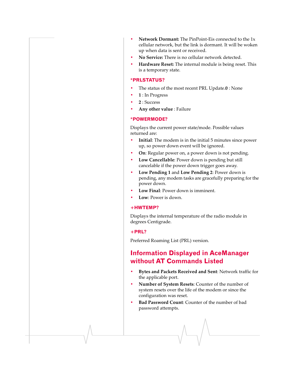 Prlstatus? *powermode? +hwtemp? +prl | Sierra Wireless EV-DO User Manual | Page 121 / 182