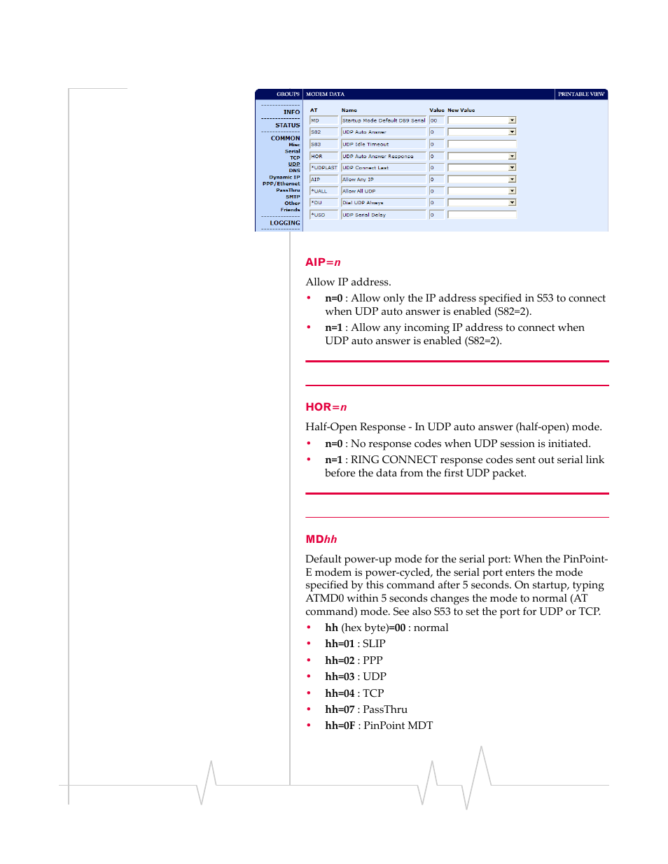 Aip=n hor=n mdhh | Sierra Wireless EV-DO User Manual | Page 135 / 182