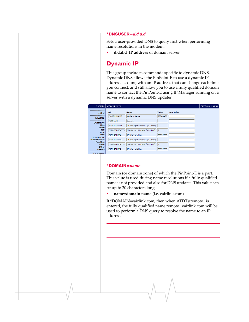 Dynamic ip, Dnsuser=d.d.d.d, Domain=name | Sierra Wireless EV-DO User Manual | Page 138 / 182